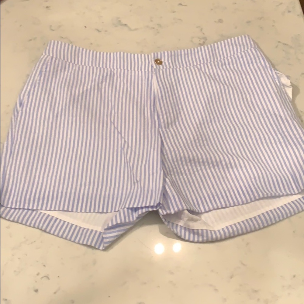 Blue and white striped  sear sucker shorts